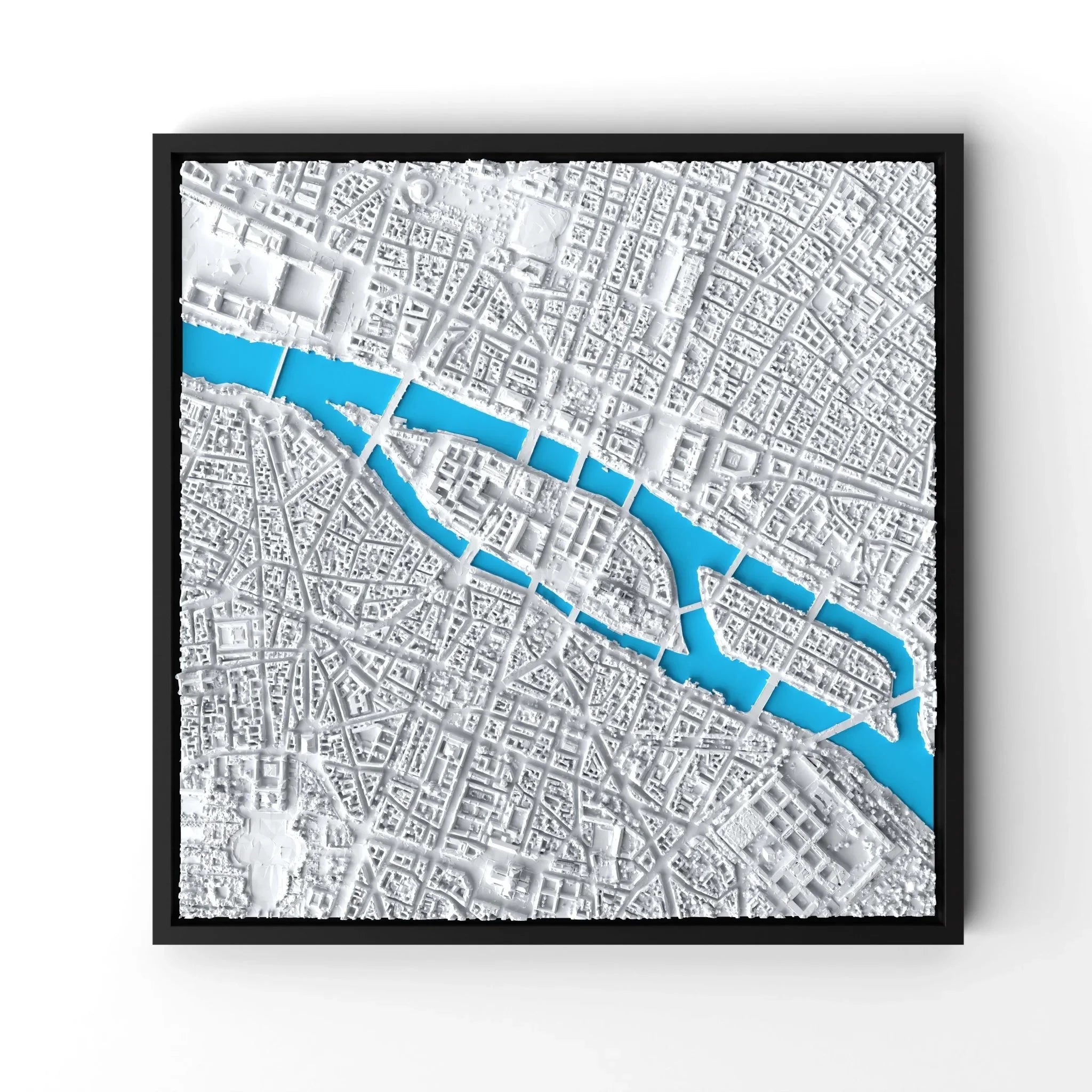 3D gedrucktes Stadtmodell Paris eingerahmt für deine Wand - CraftedCity