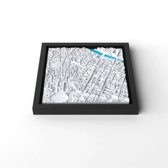 3D gedrucktes Stadtmodell Paris eingerahmt für deine Wand - CraftedCity