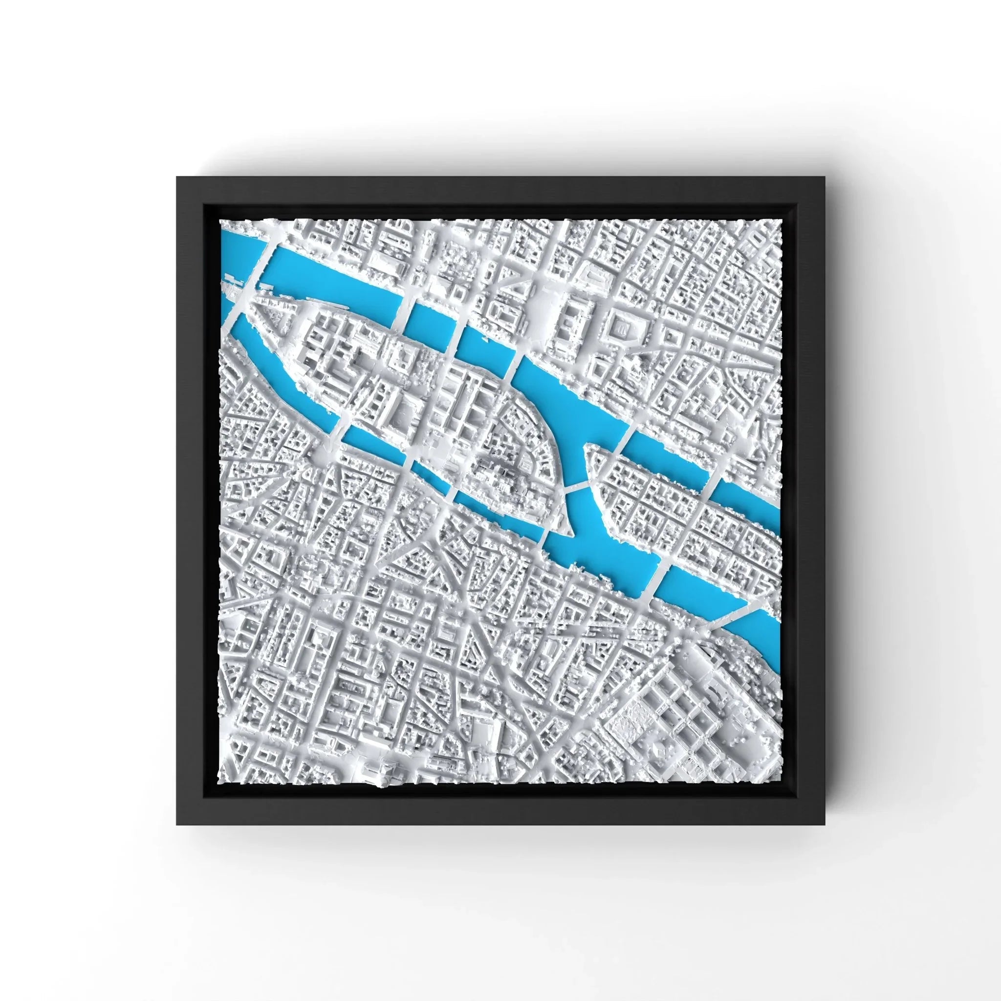 3D gedrucktes Stadtmodell Paris eingerahmt für deine Wand - CraftedCity