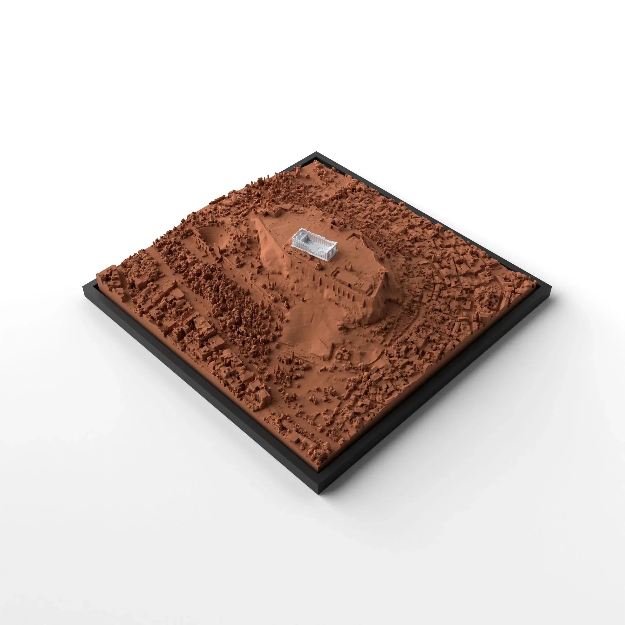 3D gedrucktes Stadtmodell Parthenon (Athen) eingerahmt für deine Wand - CraftedCity