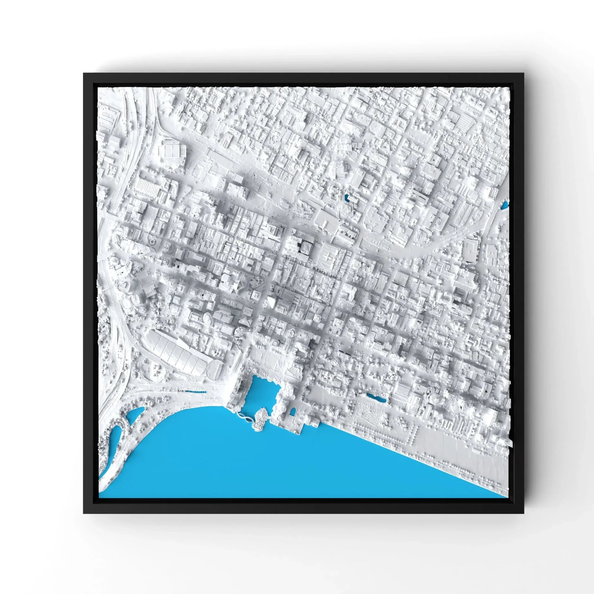 3D gedrucktes Stadtmodell Perth eingerahmt für deine Wand - CraftedCity