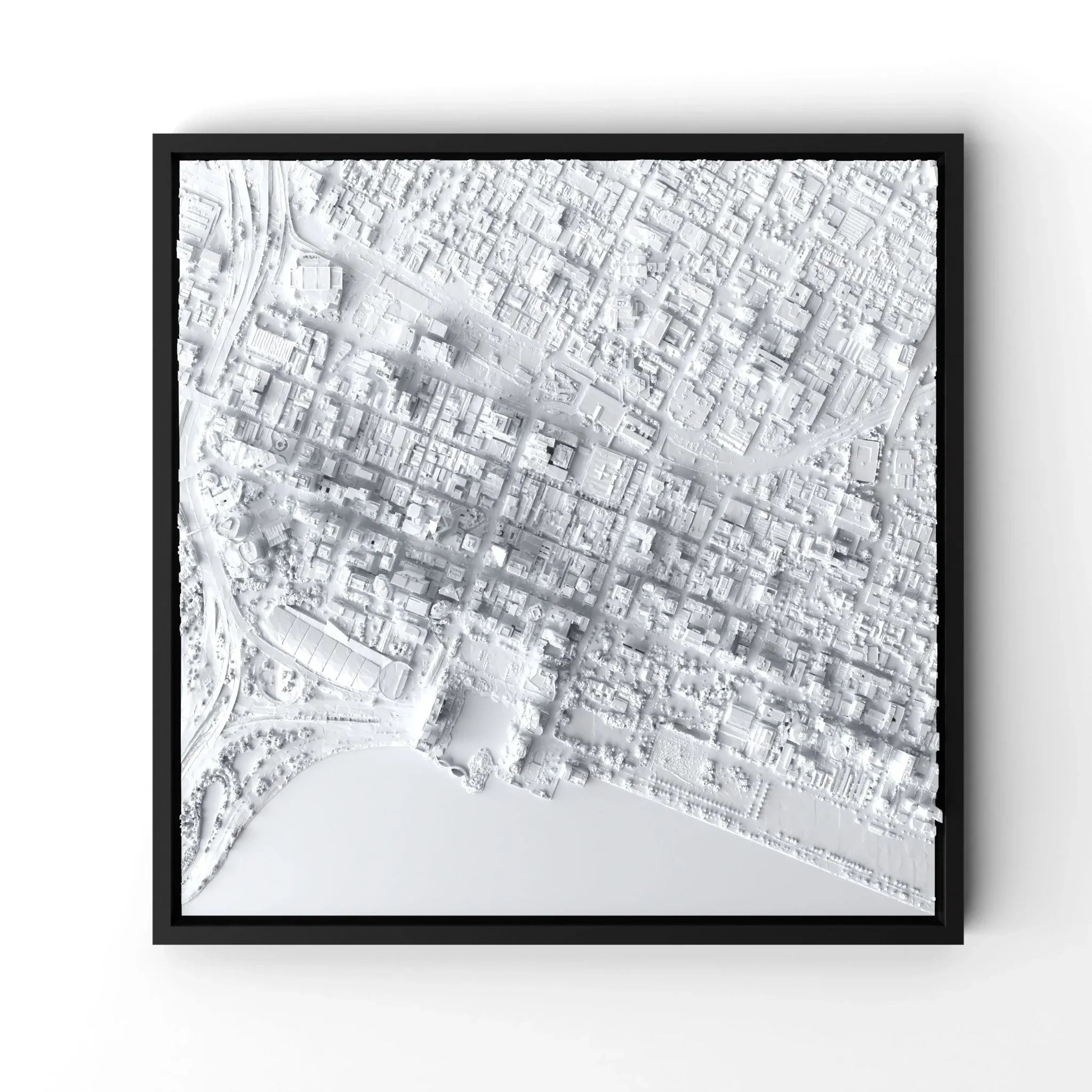 3D gedrucktes Stadtmodell Perth eingerahmt für deine Wand - CraftedCity