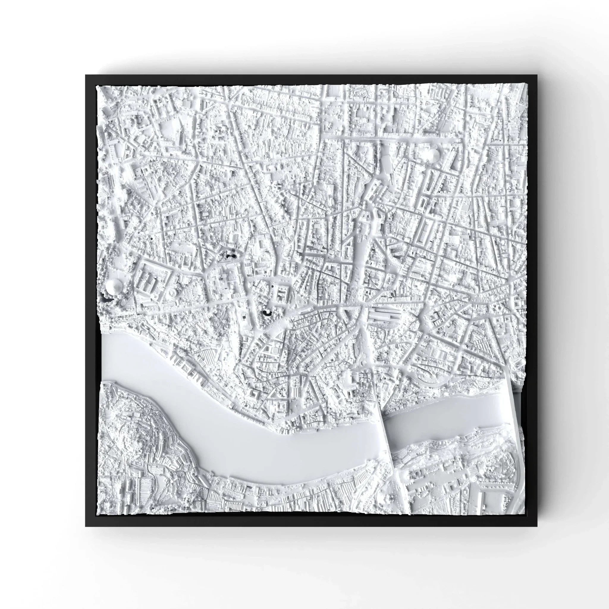 3D gedrucktes Stadtmodell Porto eingerahmt für deine Wand - CraftedCity