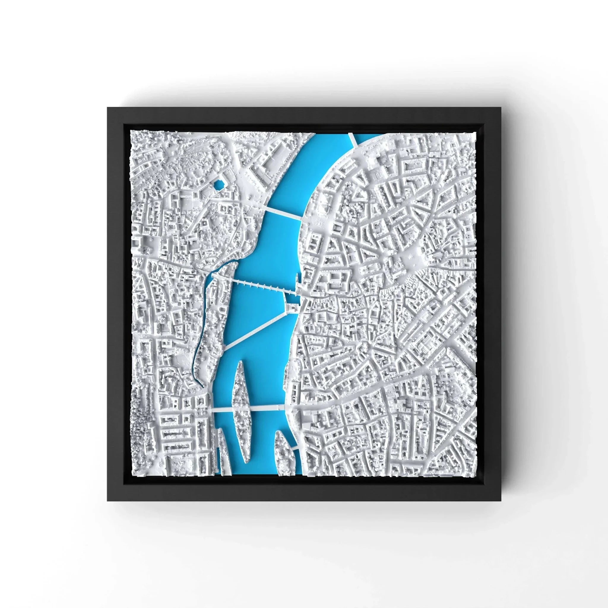 3D gedrucktes Stadtmodell Prag eingerahmt für deine Wand - CraftedCity
