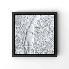 3D gedrucktes Stadtmodell Prag eingerahmt für deine Wand - CraftedCity