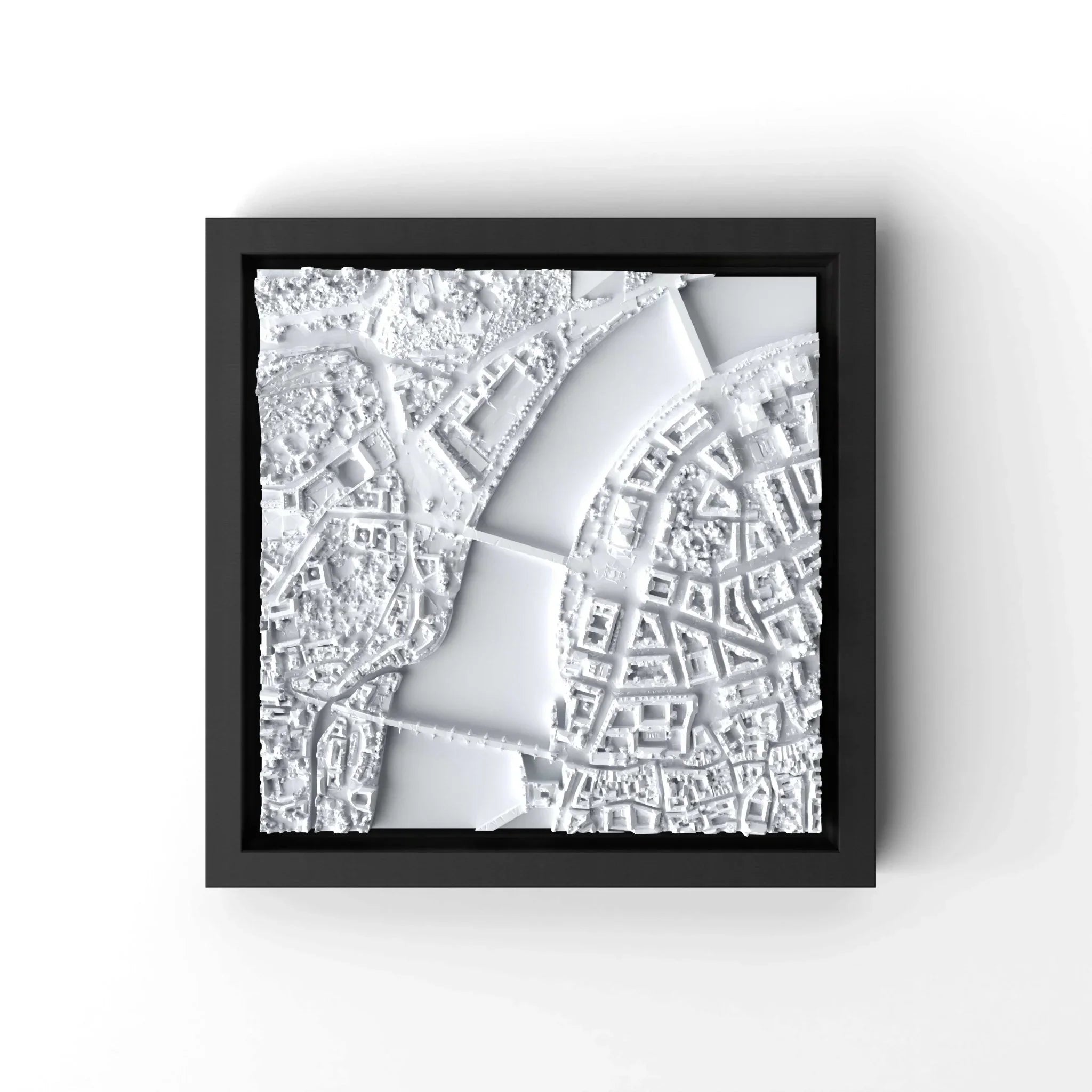 3D gedrucktes Stadtmodell Prag eingerahmt für deine Wand - CraftedCity