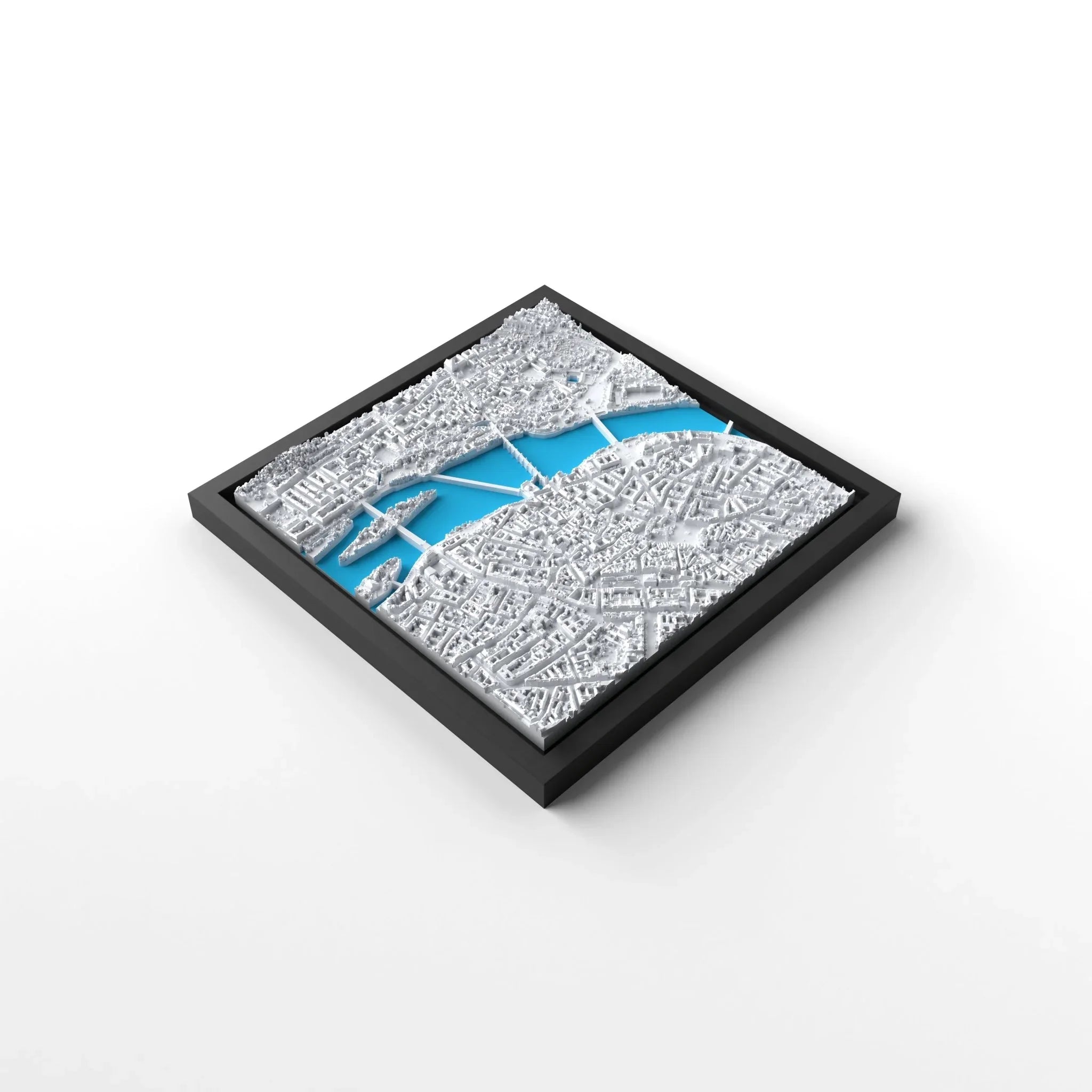 3D gedrucktes Stadtmodell Prag eingerahmt für deine Wand - CraftedCity