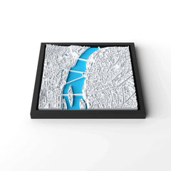 3D gedrucktes Stadtmodell Prag eingerahmt für deine Wand - CraftedCity