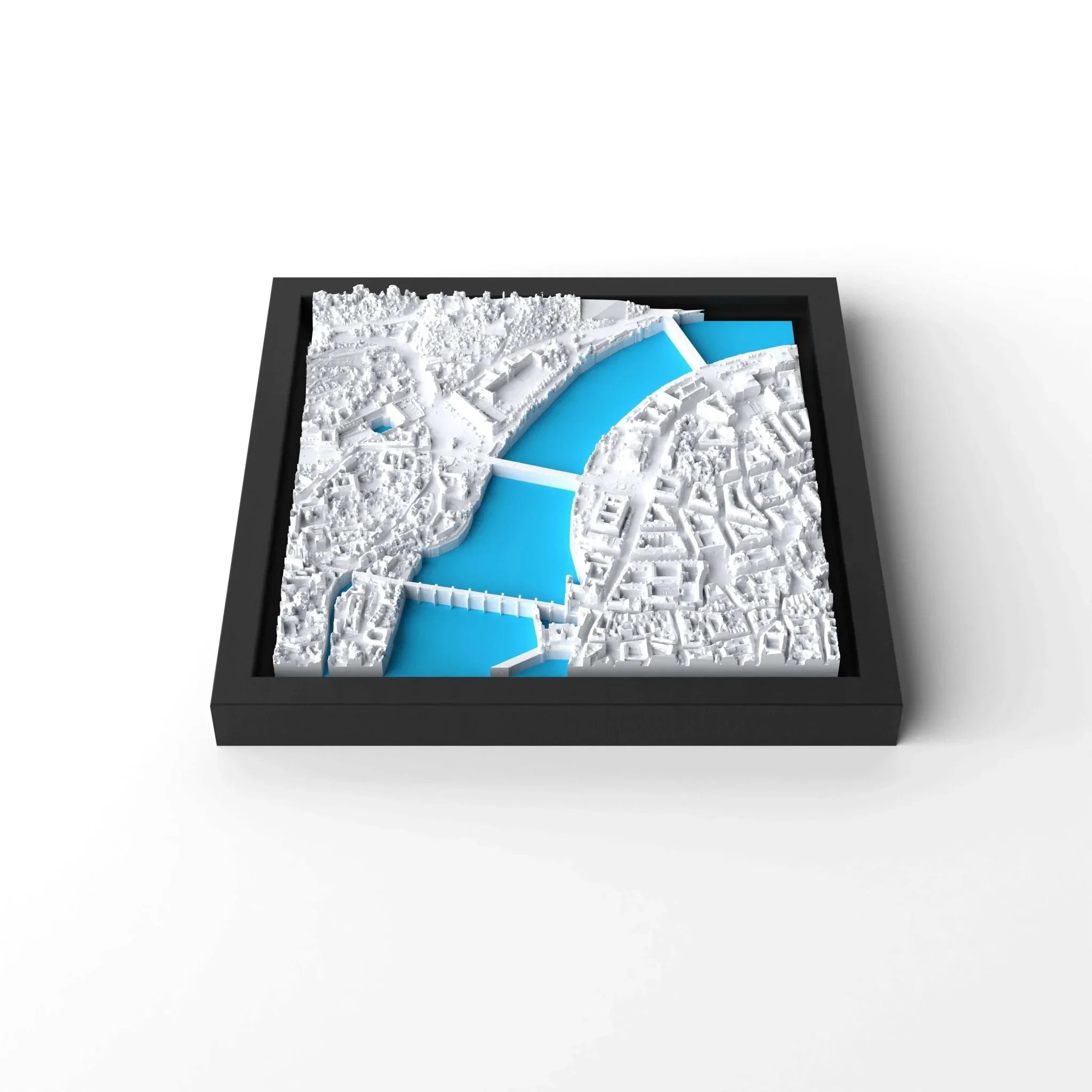 3D gedrucktes Stadtmodell Prag eingerahmt für deine Wand - CraftedCity