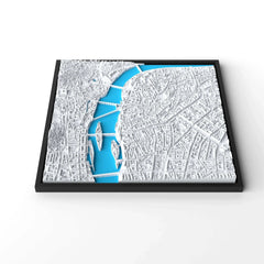 3D gedrucktes Stadtmodell Prag eingerahmt für deine Wand - CraftedCity