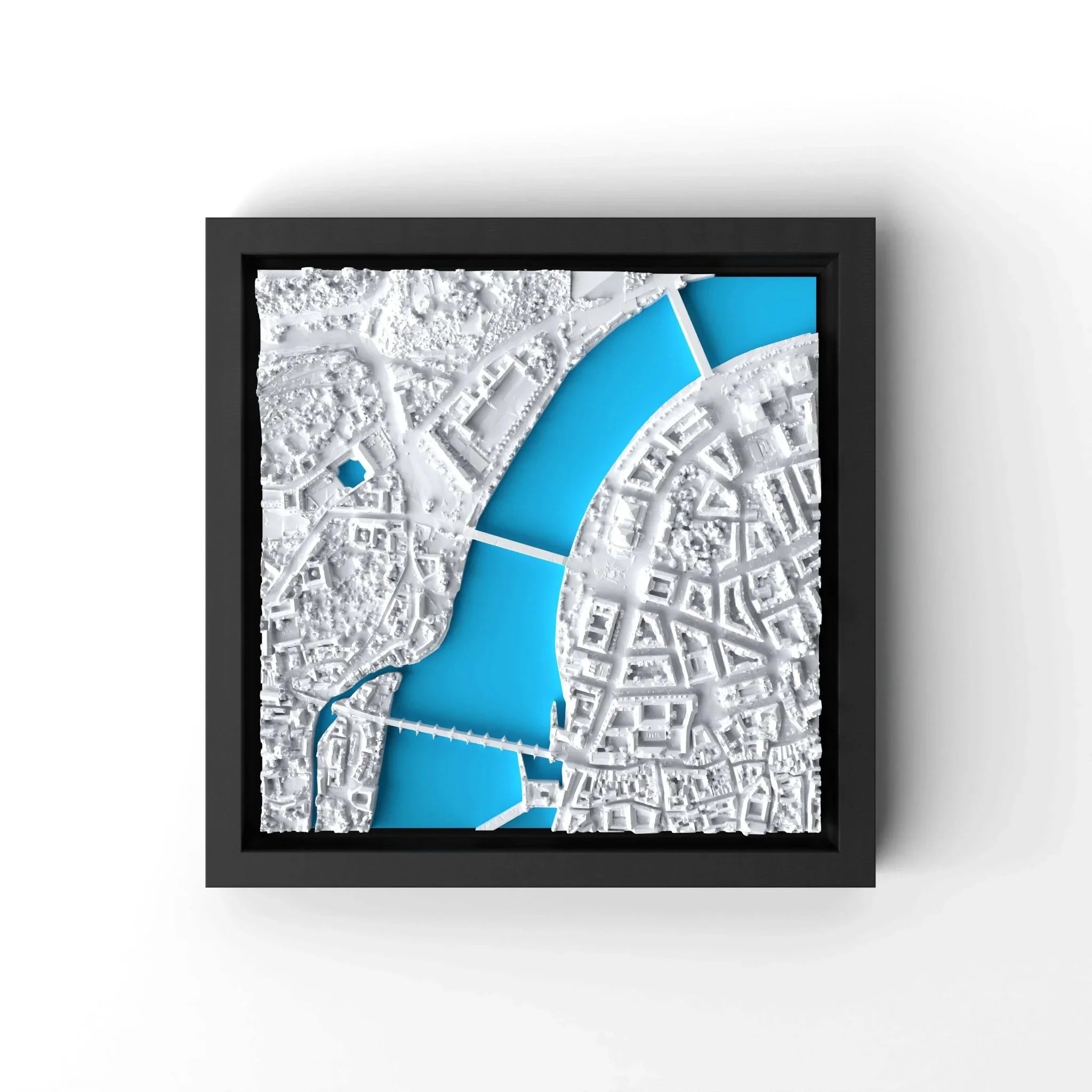 3D gedrucktes Stadtmodell Prag eingerahmt für deine Wand - CraftedCity