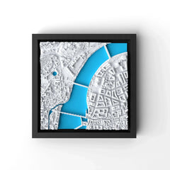 3D gedrucktes Stadtmodell Prag eingerahmt für deine Wand - CraftedCity