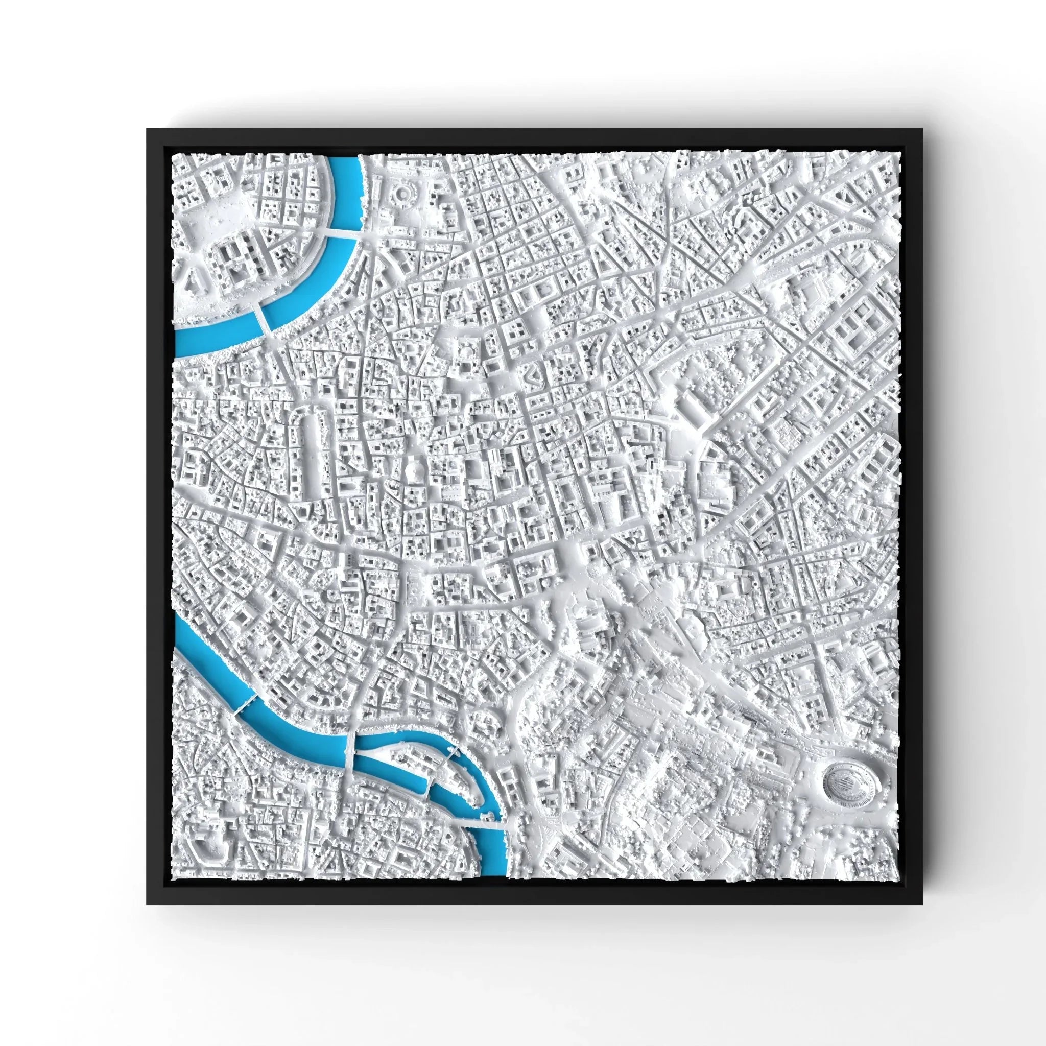 3D gedrucktes Stadtmodell Rom eingerahmt für deine Wand - CraftedCity