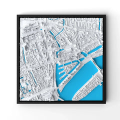3D gedrucktes Stadtmodell Rotterdam eingerahmt für deine Wand - CraftedCity