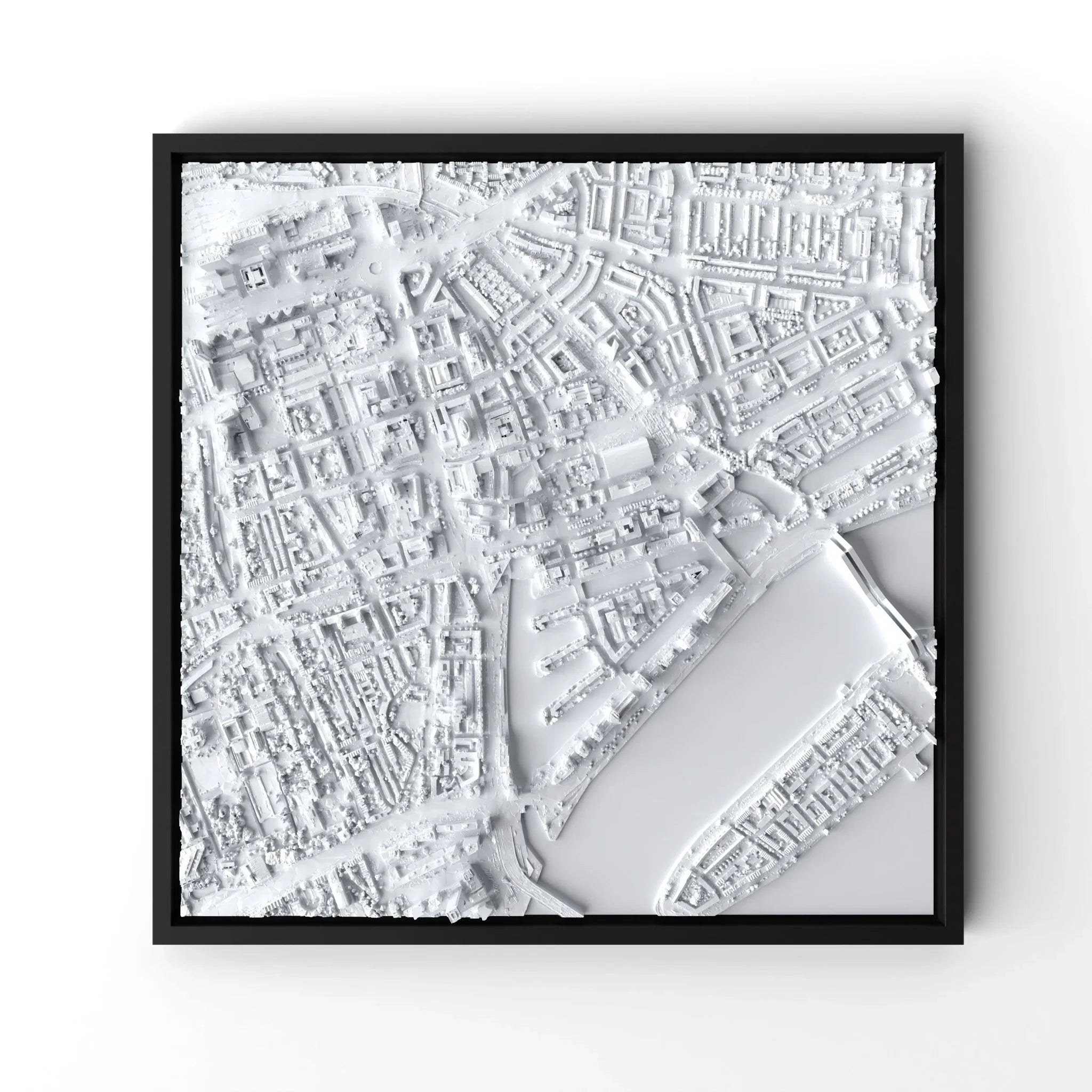 3D gedrucktes Stadtmodell Rotterdam eingerahmt für deine Wand - CraftedCity