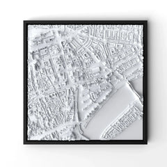 3D gedrucktes Stadtmodell Rotterdam eingerahmt für deine Wand - CraftedCity