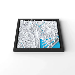 3D gedrucktes Stadtmodell Rotterdam eingerahmt für deine Wand - CraftedCity