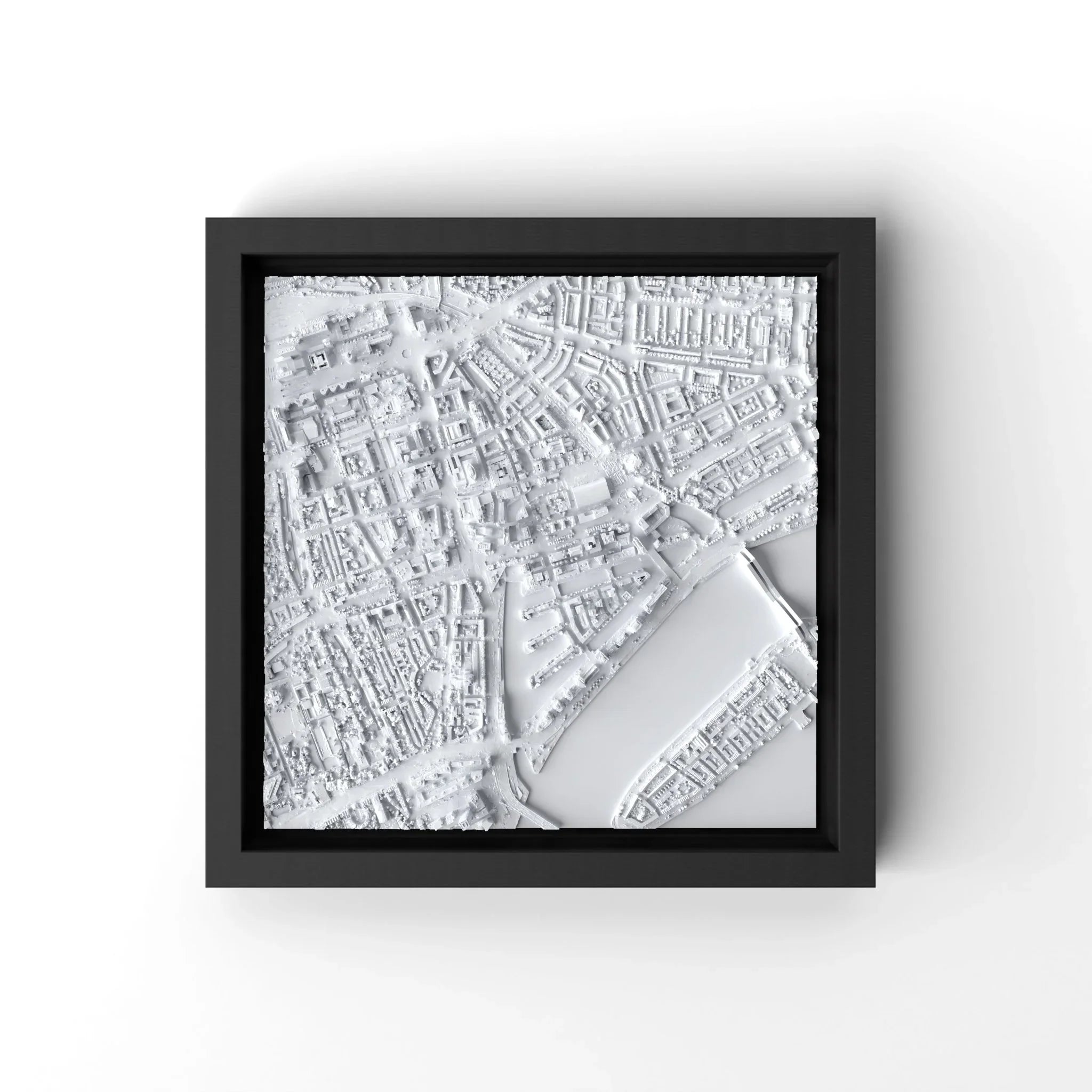 3D gedrucktes Stadtmodell Rotterdam eingerahmt für deine Wand - CraftedCity