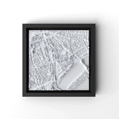 3D gedrucktes Stadtmodell Rotterdam eingerahmt für deine Wand - CraftedCity