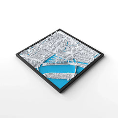 3D gedrucktes Stadtmodell Rotterdam eingerahmt für deine Wand - CraftedCity