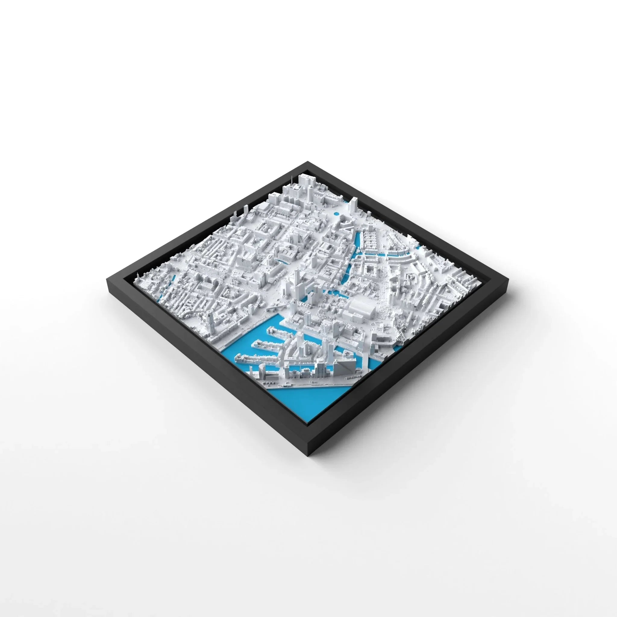 3D gedrucktes Stadtmodell Rotterdam eingerahmt für deine Wand - CraftedCity