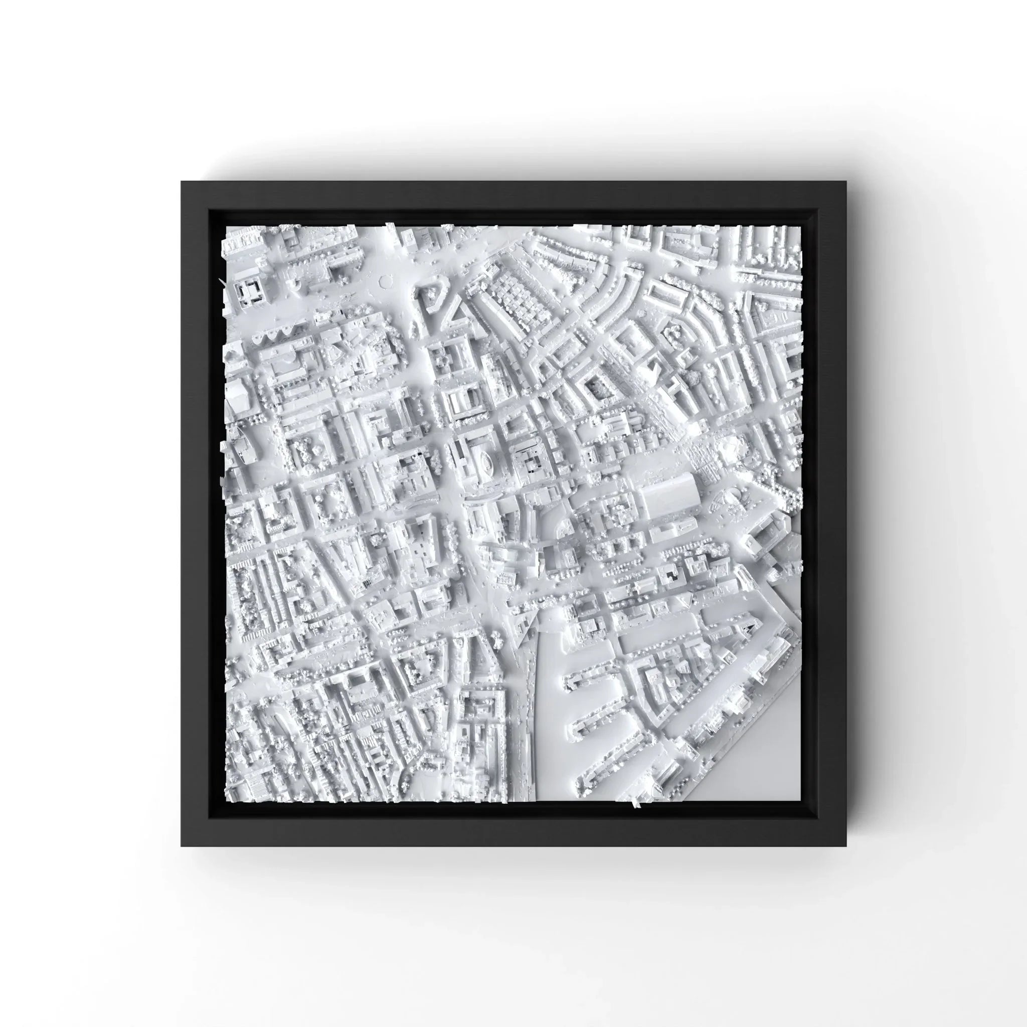 3D gedrucktes Stadtmodell Rotterdam eingerahmt für deine Wand - CraftedCity