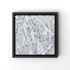 3D gedrucktes Stadtmodell Rotterdam eingerahmt für deine Wand - CraftedCity