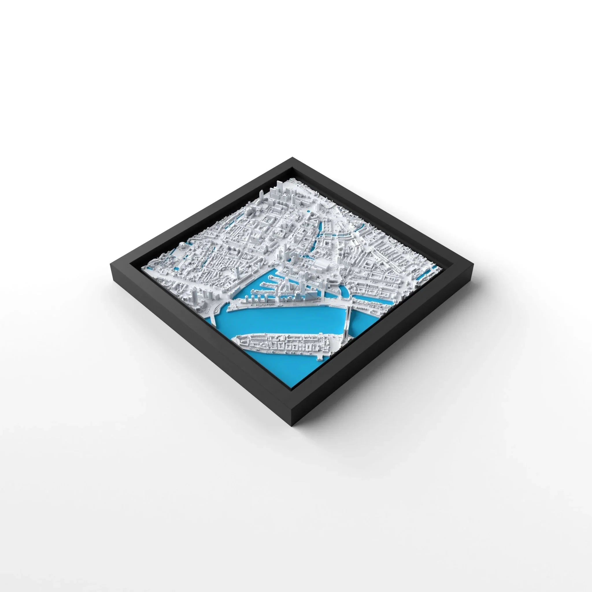 3D gedrucktes Stadtmodell Rotterdam eingerahmt für deine Wand - CraftedCity