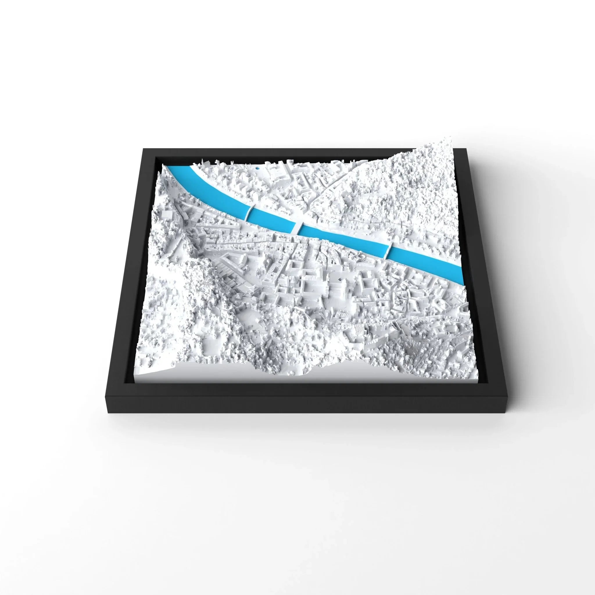 3D gedrucktes Stadtmodell Salzburg eingerahmt für deine Wand - CraftedCity
