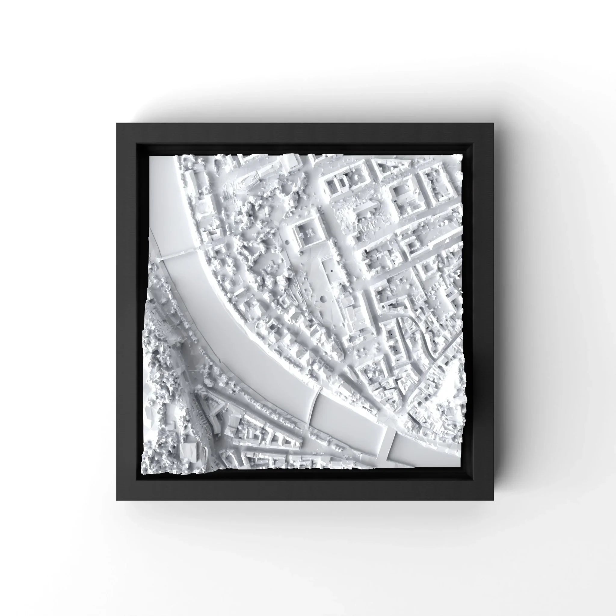 3D gedrucktes Stadtmodell Salzburg eingerahmt für deine Wand - CraftedCity