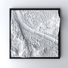 3D gedrucktes Stadtmodell Salzburg eingerahmt für deine Wand - CraftedCity