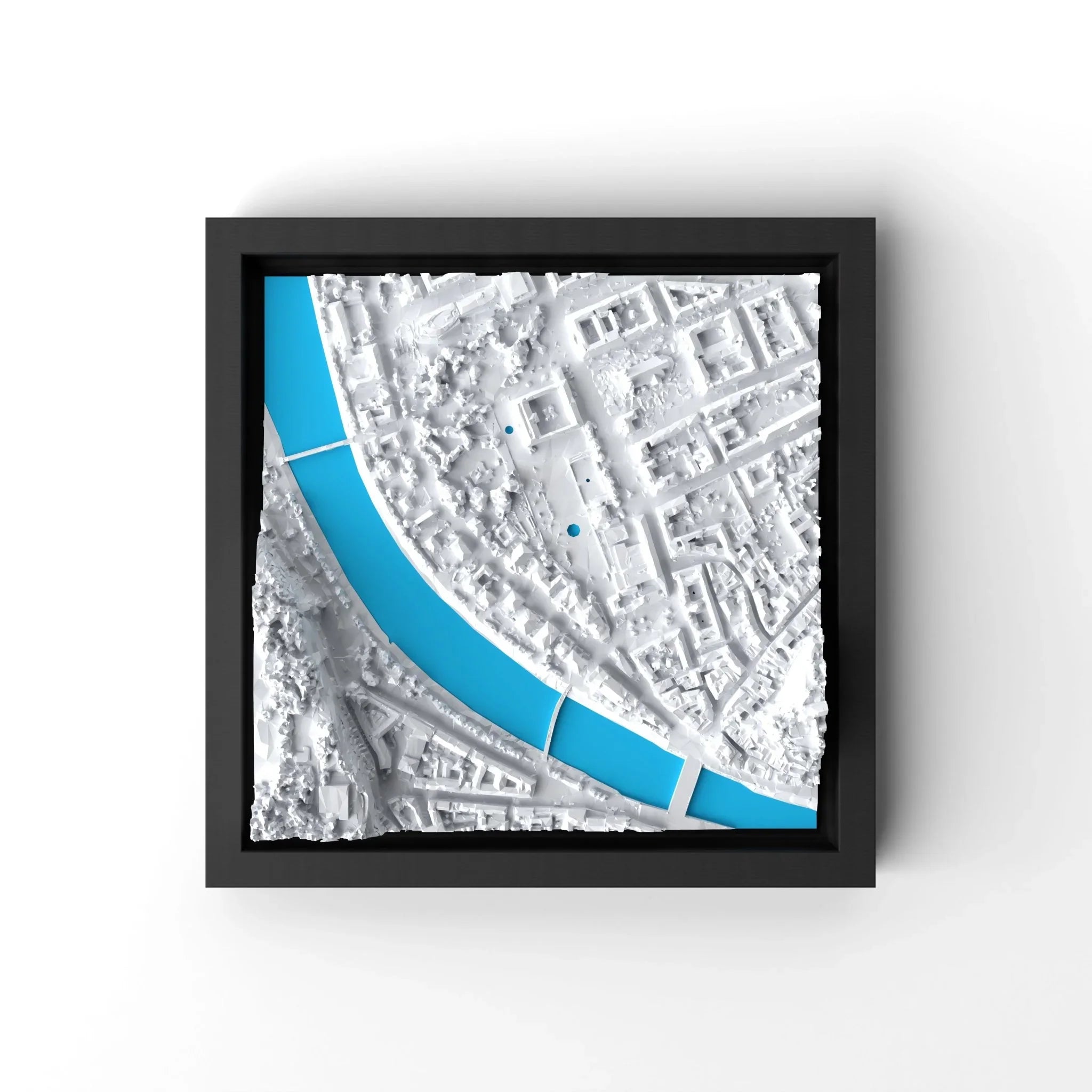 3D gedrucktes Stadtmodell Salzburg eingerahmt für deine Wand - CraftedCity