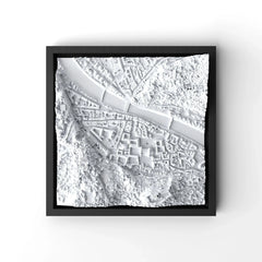 3D gedrucktes Stadtmodell Salzburg eingerahmt für deine Wand - CraftedCity