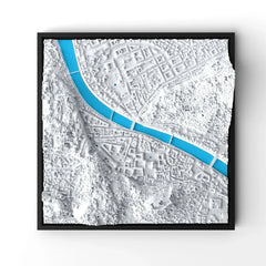 3D gedrucktes Stadtmodell Salzburg eingerahmt für deine Wand - CraftedCity