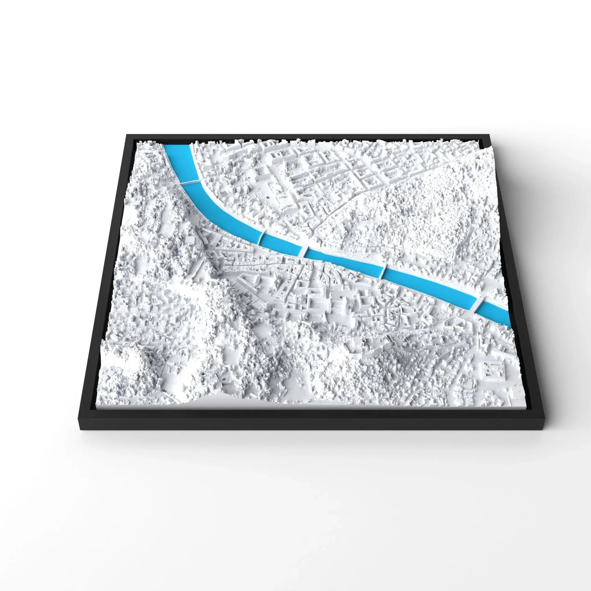 3D gedrucktes Stadtmodell Salzburg eingerahmt für deine Wand - CraftedCity