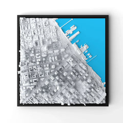 3D gedrucktes Stadtmodell San Francisco eingerahmt für deine Wand - CraftedCity
