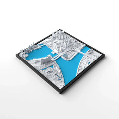 3D gedrucktes Stadtmodell Singapur eingerahmt für deine Wand - CraftedCity