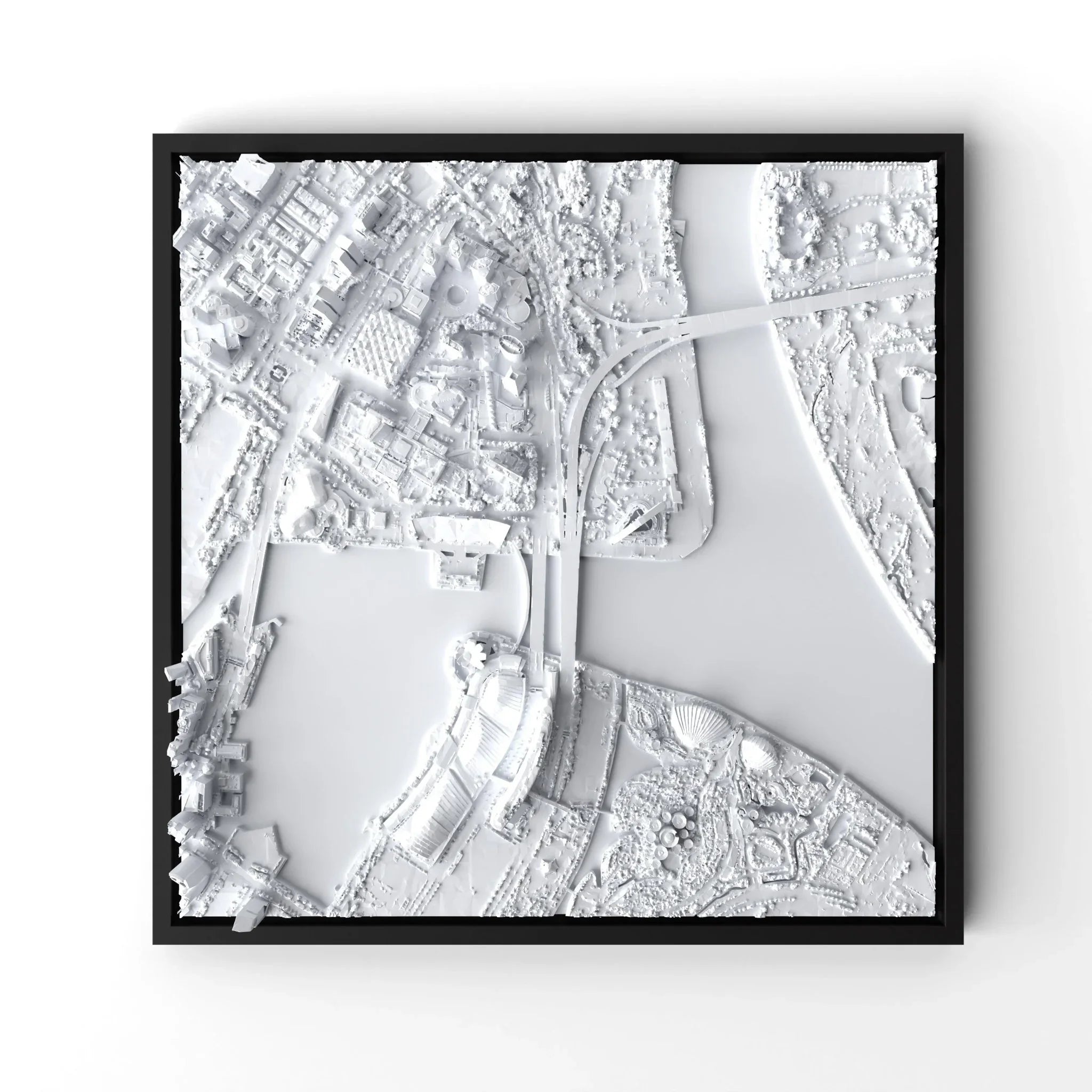 3D gedrucktes Stadtmodell Singapur eingerahmt für deine Wand - CraftedCity