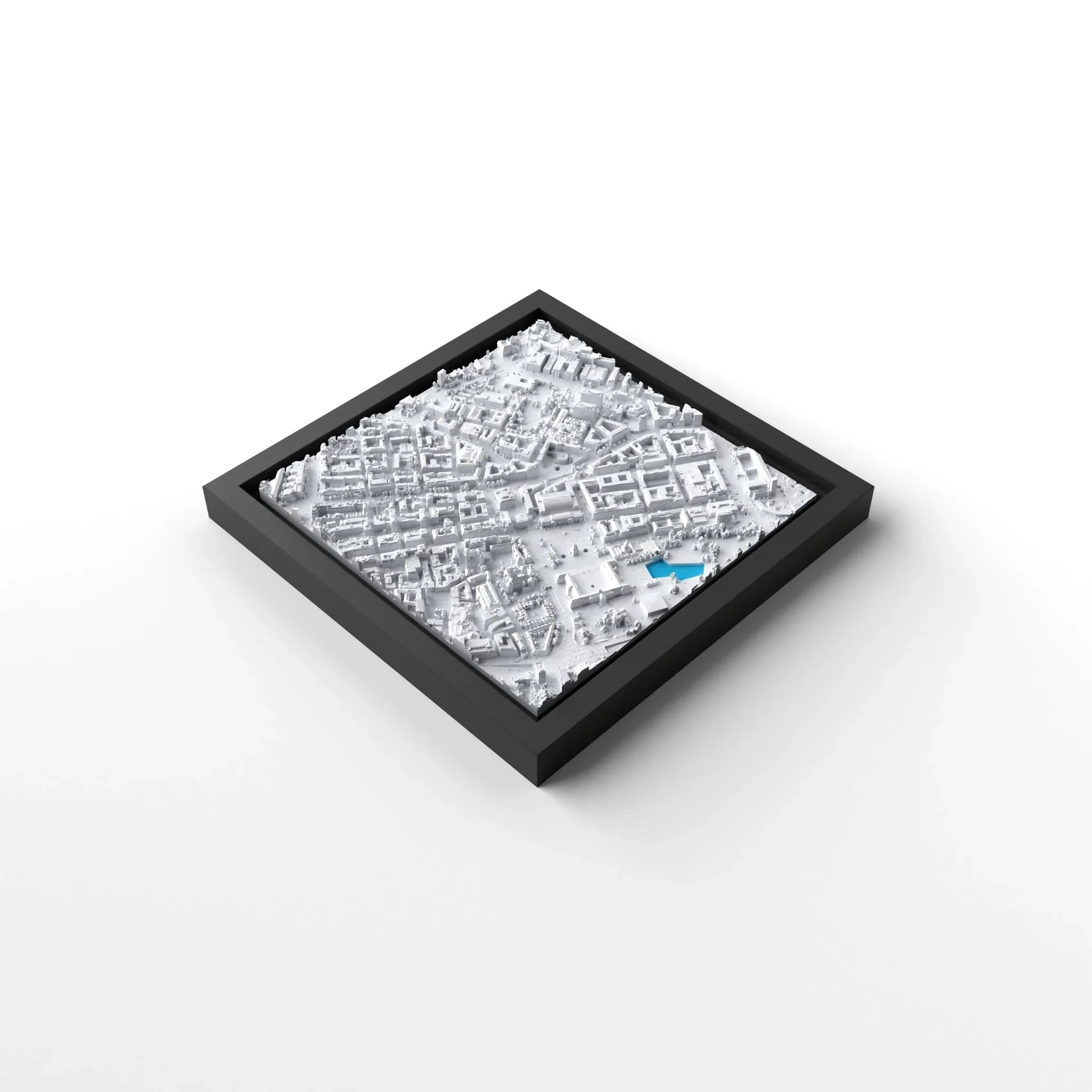 3D gedrucktes Stadtmodell Stuttgart eingerahmt für deine Wand - CraftedCity