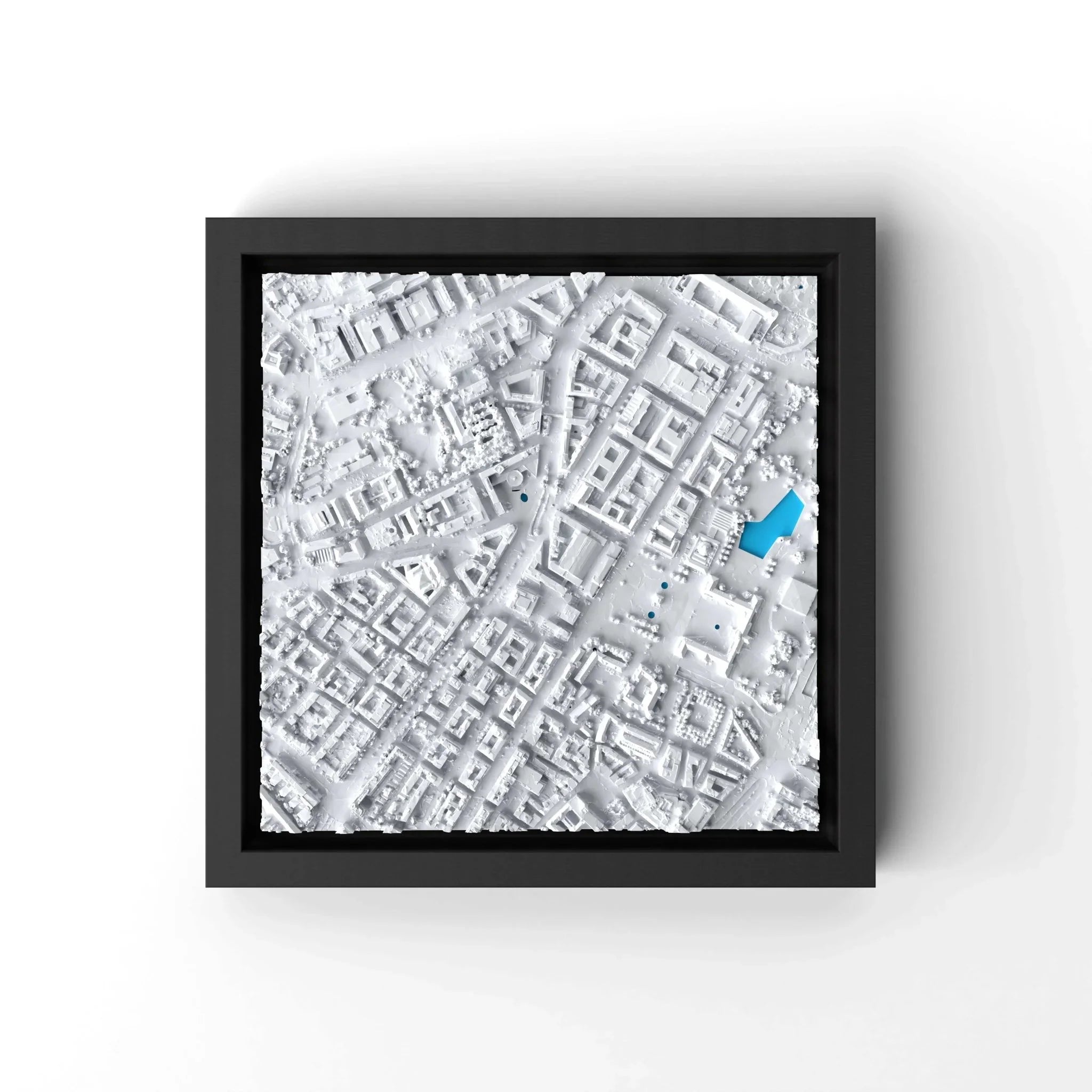 3D gedrucktes Stadtmodell Stuttgart eingerahmt für deine Wand - CraftedCity