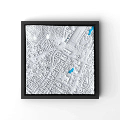 3D gedrucktes Stadtmodell Stuttgart eingerahmt für deine Wand - CraftedCity