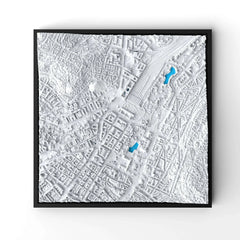 3D gedrucktes Stadtmodell Stuttgart eingerahmt für deine Wand - CraftedCity