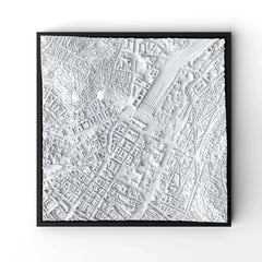 3D gedrucktes Stadtmodell Stuttgart eingerahmt für deine Wand - CraftedCity
