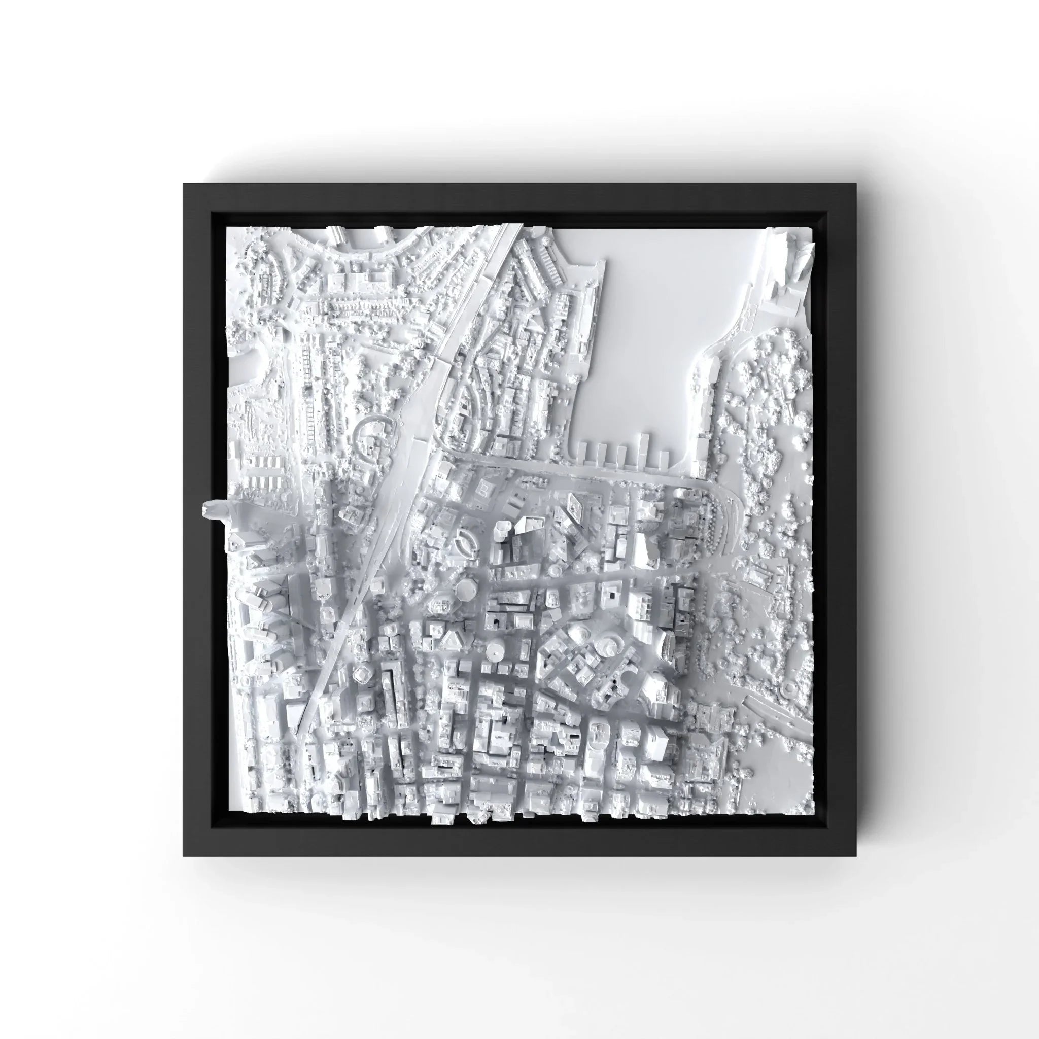 3D gedrucktes Stadtmodell Sydney eingerahmt für deine Wand - CraftedCity