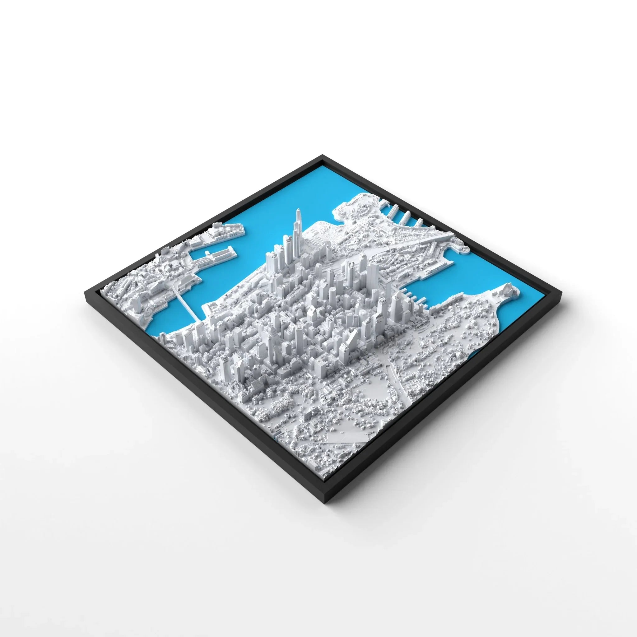 3D gedrucktes Stadtmodell Sydney eingerahmt für deine Wand - CraftedCity