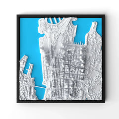3D gedrucktes Stadtmodell Sydney eingerahmt für deine Wand - CraftedCity