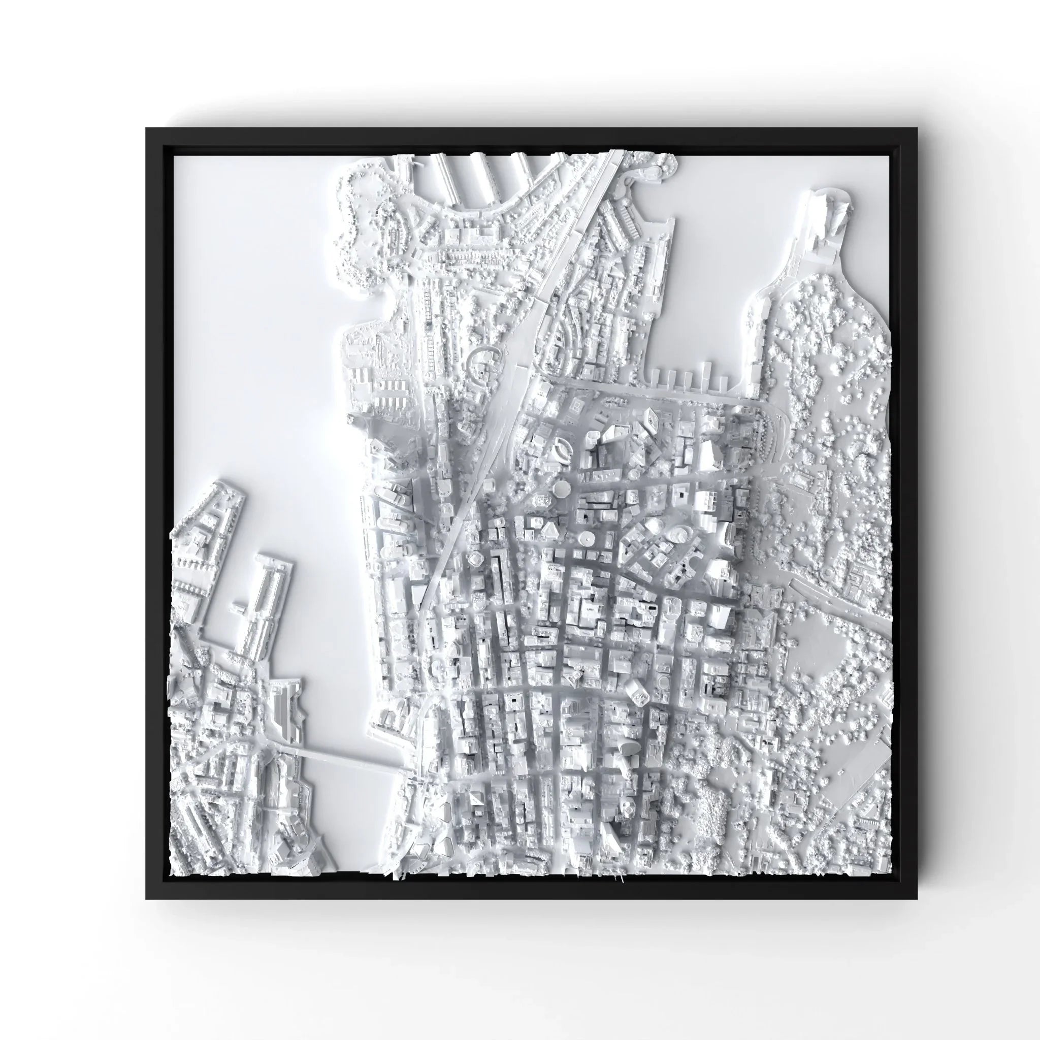 3D gedrucktes Stadtmodell Sydney eingerahmt für deine Wand - CraftedCity