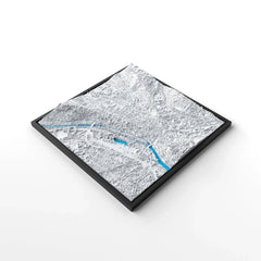 3D gedrucktes Stadtmodell Tübingen eingerahmt für deine Wand - CraftedCity