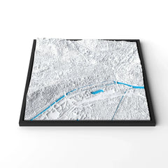 3D gedrucktes Stadtmodell Tübingen eingerahmt für deine Wand - CraftedCity