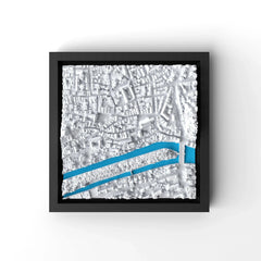 3D gedrucktes Stadtmodell Tübingen eingerahmt für deine Wand - CraftedCity